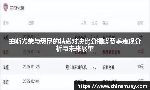 珀斯光荣与悉尼的精彩对决比分揭晓赛季表现分析与未来展望